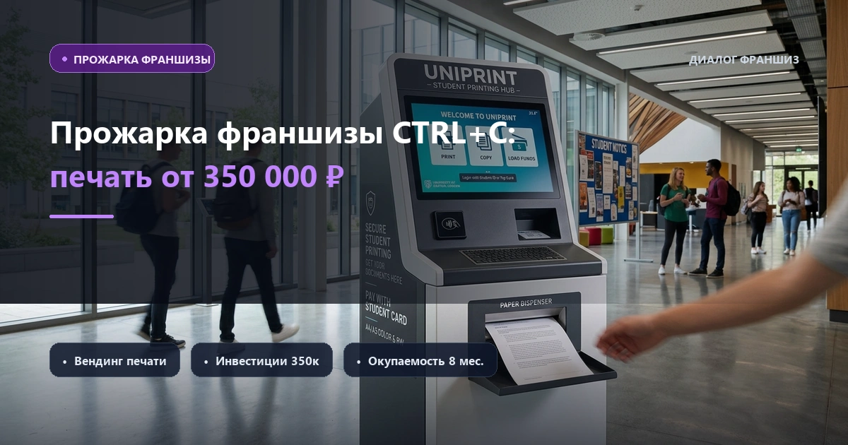 Прожарка франшизы: CTRL+C — вендинг автоматической печати от 350 000 рублей