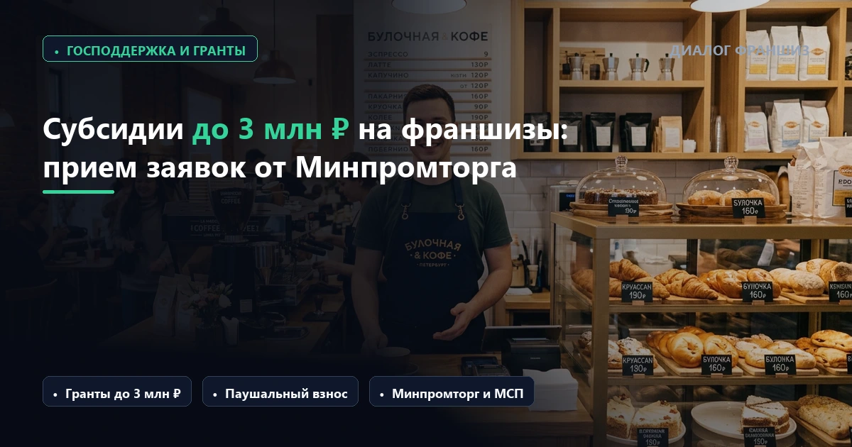 Минпромторг и Корпорация МСП открыли прием заявок на субсидии для франчайзи: компенсация до 3 млн рублей