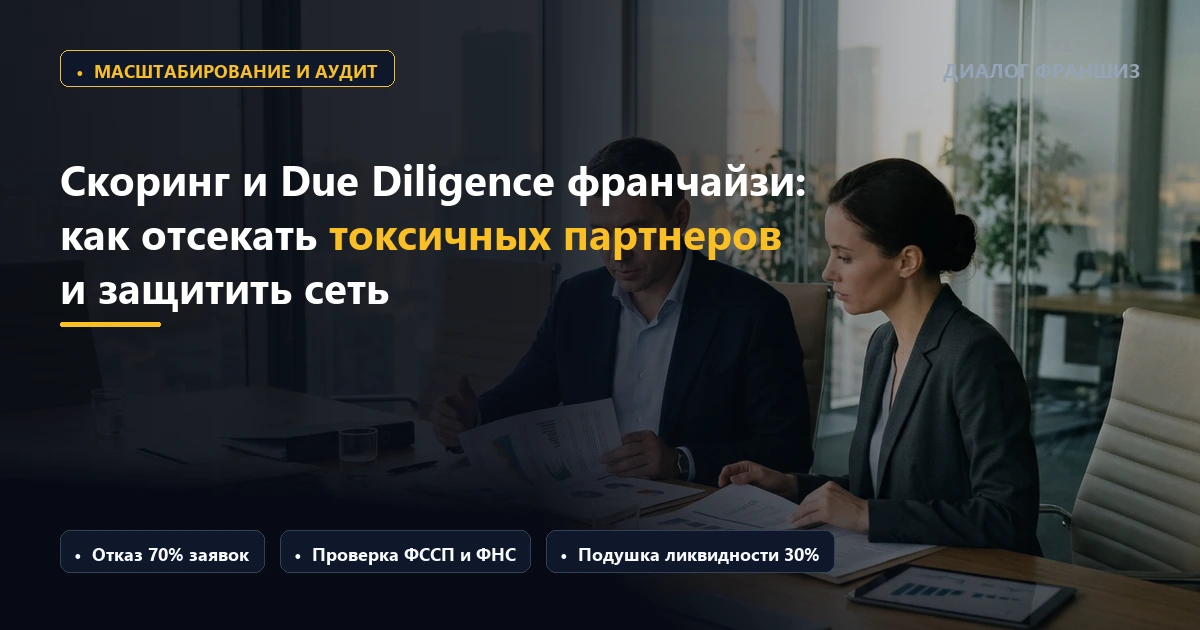 Скоринг и Due Diligence франчайзи: как отсекать токсичных партнеров, проверять капитал и почему отказ 70% заявок спасает сеть в 2026 году