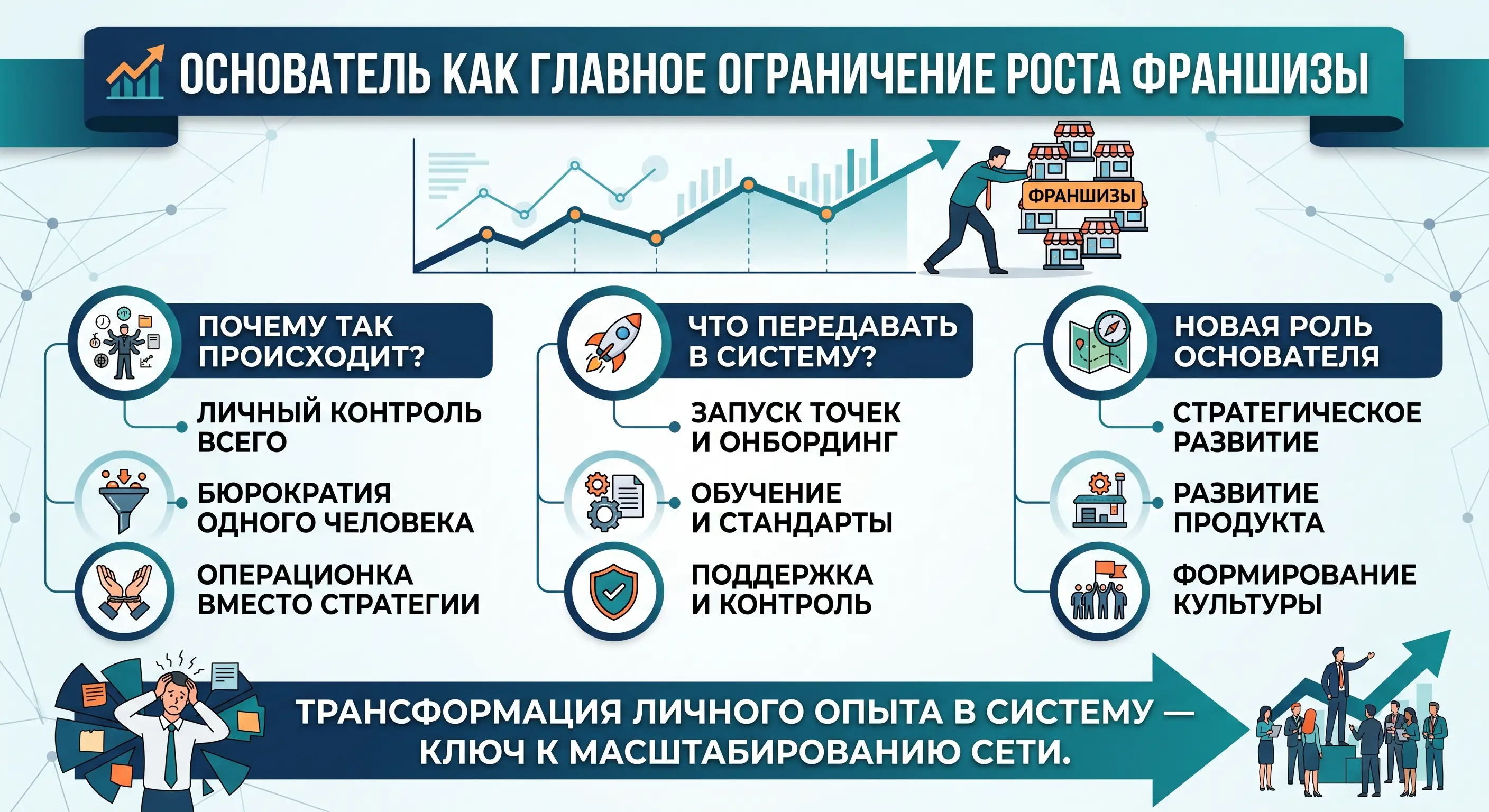 Основатель как «бутылочное горлышко» сети: как перестать быть главным тормозом собственной франшизы