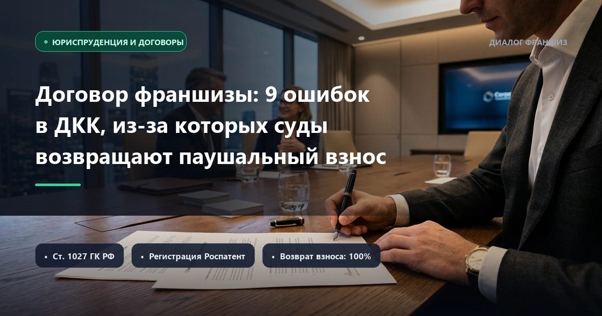 Договор франшизы в 2026 году: 9 критических ошибок в ДКК, из-за которых суды возвращают паушальный взнос
