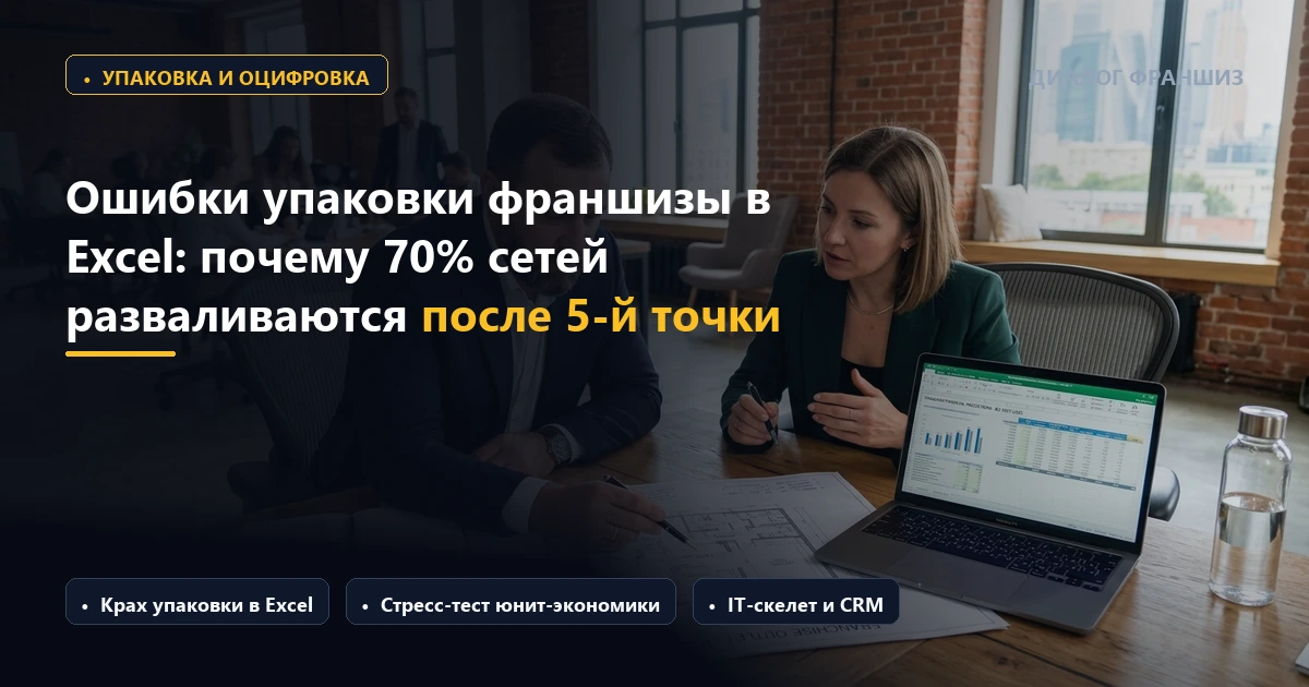 Ошибки упаковки франшизы в Excel: почему 70% сетей разваливаются после 5-й точки и как оцифровать бизнес без кассовых разрывов