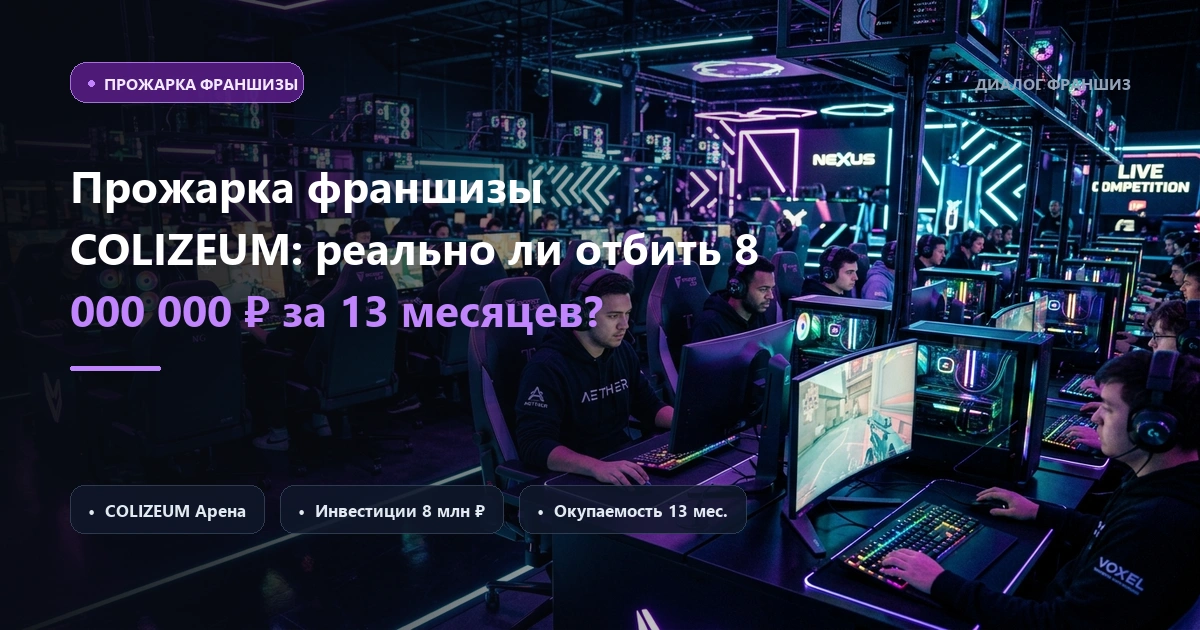 Прожарка франшизы COLIZEUM: реально ли отбить 8 000 000 ₽ за 13 месяцев или это миф?