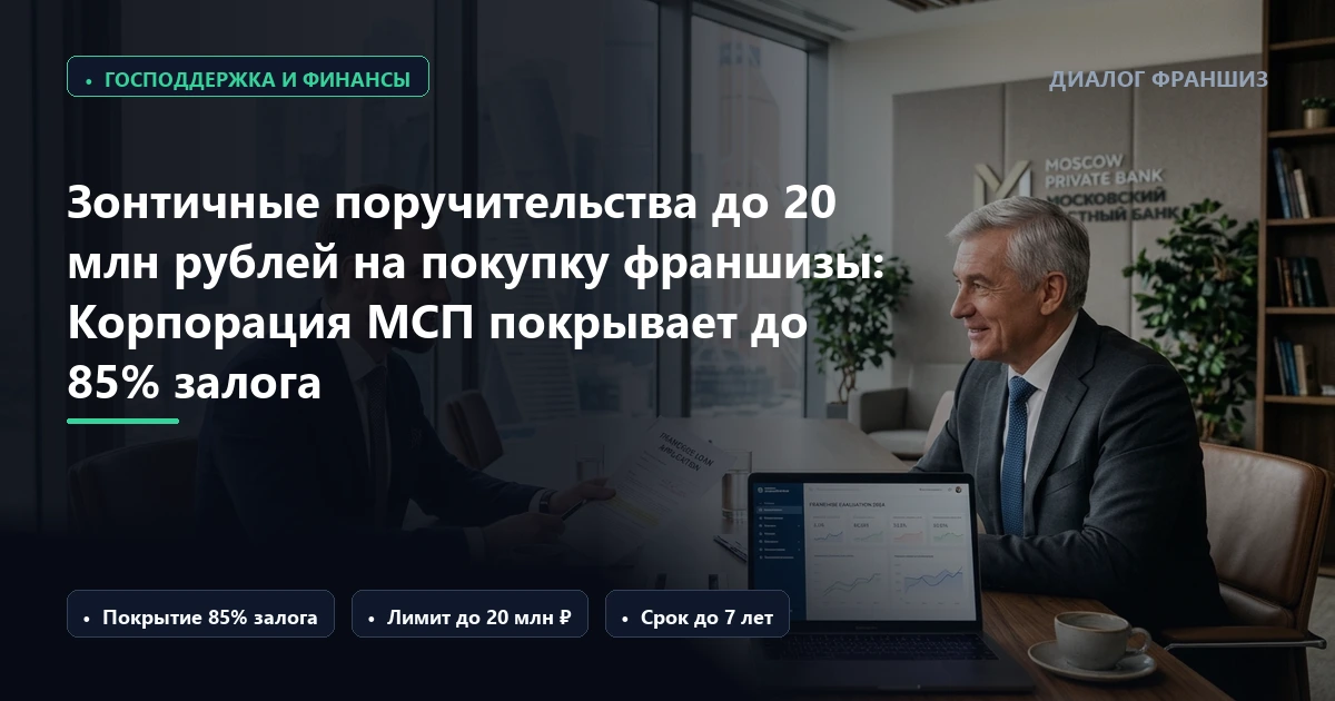 Зонтичные поручительства до 20 млн рублей на покупку франшизы: Корпорация МСП покрывает до 85% залога
