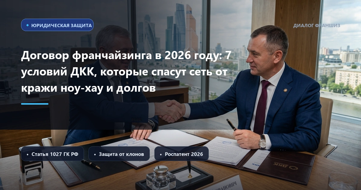 Договор коммерческой концессии (ДКК) в 2026 году: 7 условий, которые защитят франчайзера от кражи ноу-хау, долгов по роялти и клонирования сети