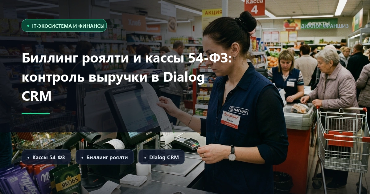 Автоматический биллинг роялти и кассы 54-ФЗ: как исключить занижение выручки франчайзи и кассовые разрывы сети через Dialog CRM