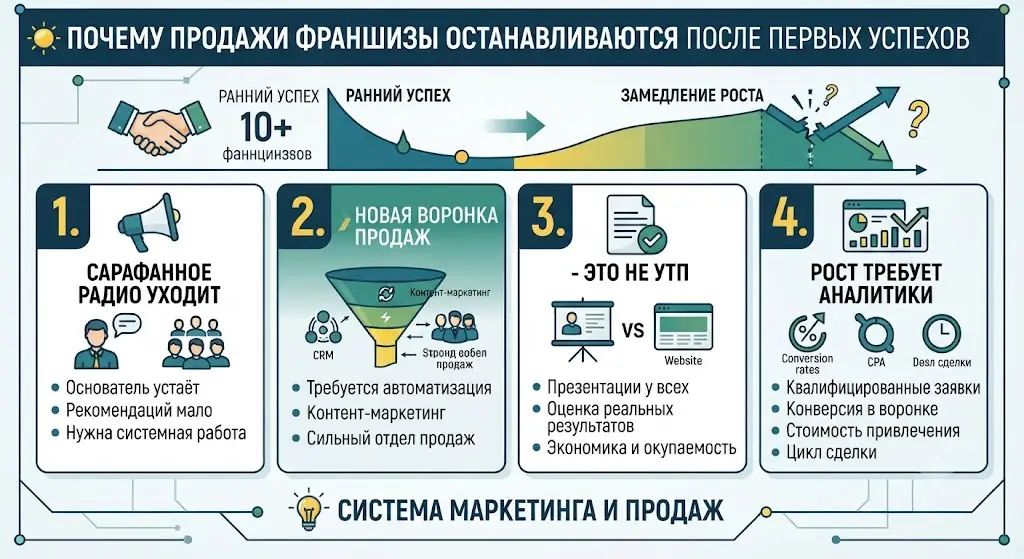 Почему продажи франшизы тормозят после первых успехов