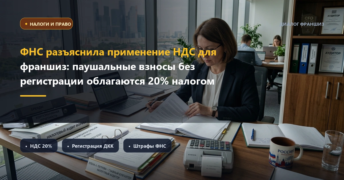ФНС разъяснила применение НДС для франшиз: паушальные взносы и роялти без регистрации ДКК облагаются 20% налогом