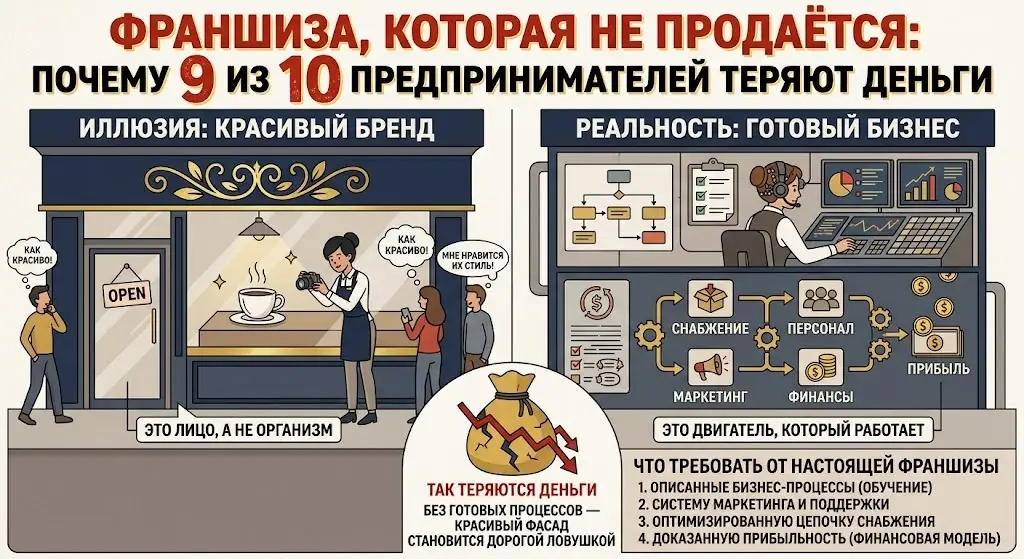 Франшиза, которая не продаётся: почему 9 из 10 предпринимателей теряют деньги, путая красивый бренд с готовым бизнесом