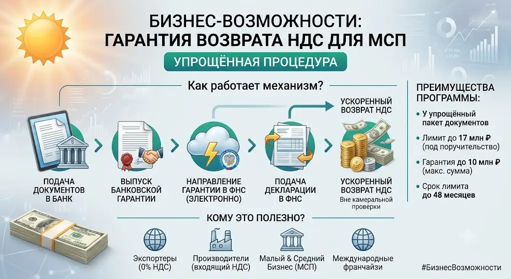 Возврат НДС: Гарантия возврата по упрощённой процедуре для МСП